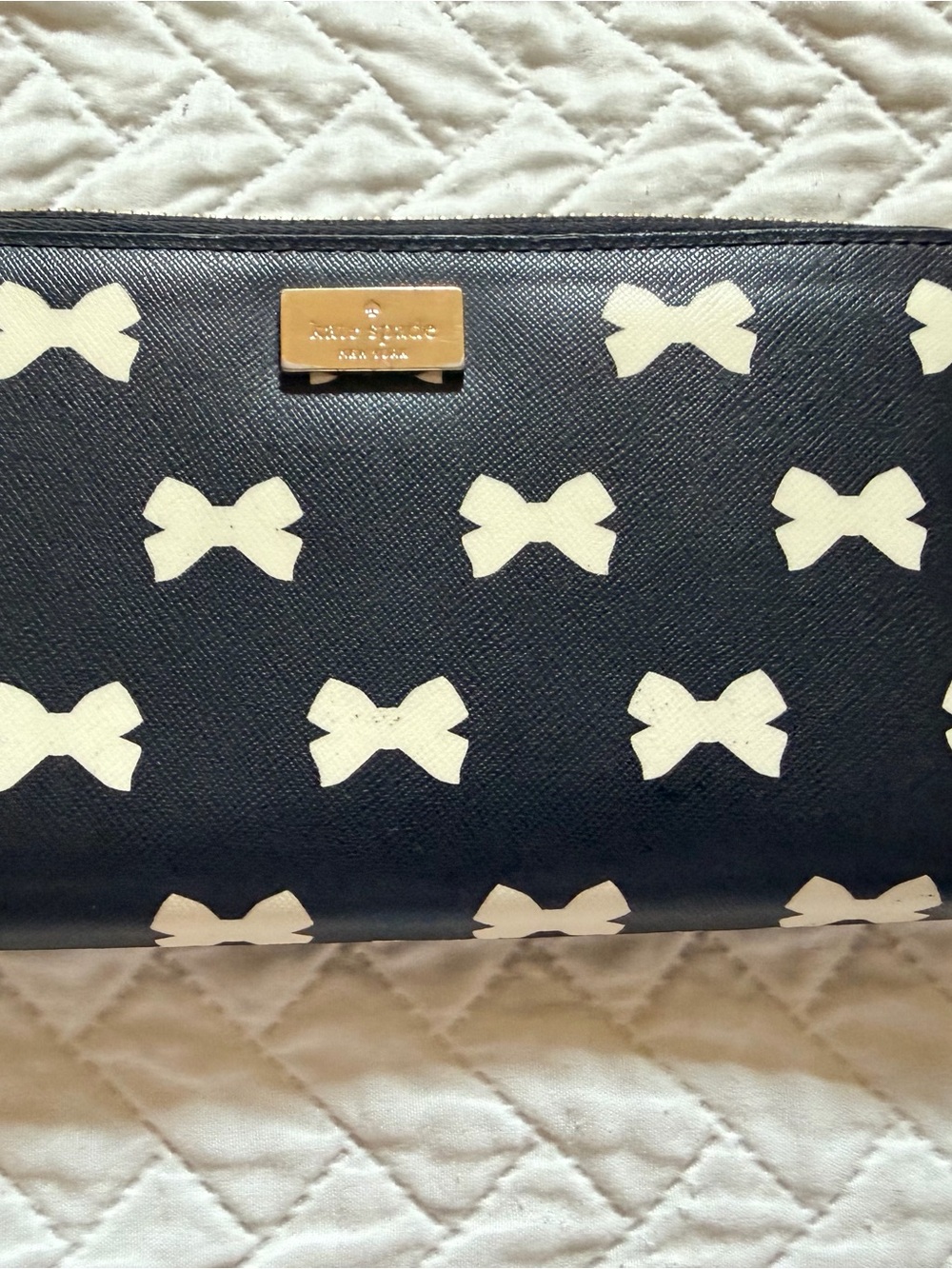 kate spade Black Wallet with Cream Polka Dot Lining
